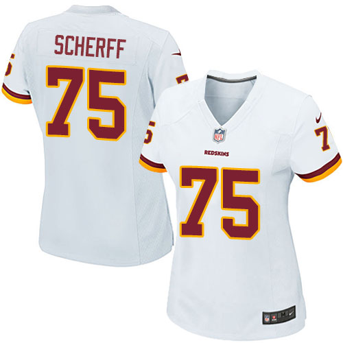 Women's Game Brandon Scherff Nike Jersey White Road - #75 NFL Washington Redskins